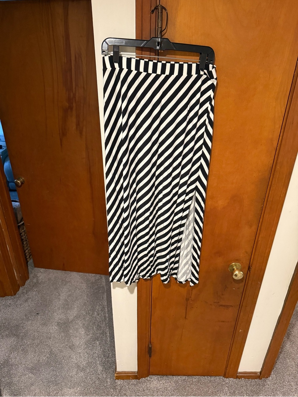 NWT Lane Bryant Black and White Diagonal Stripe Maxi Skirt